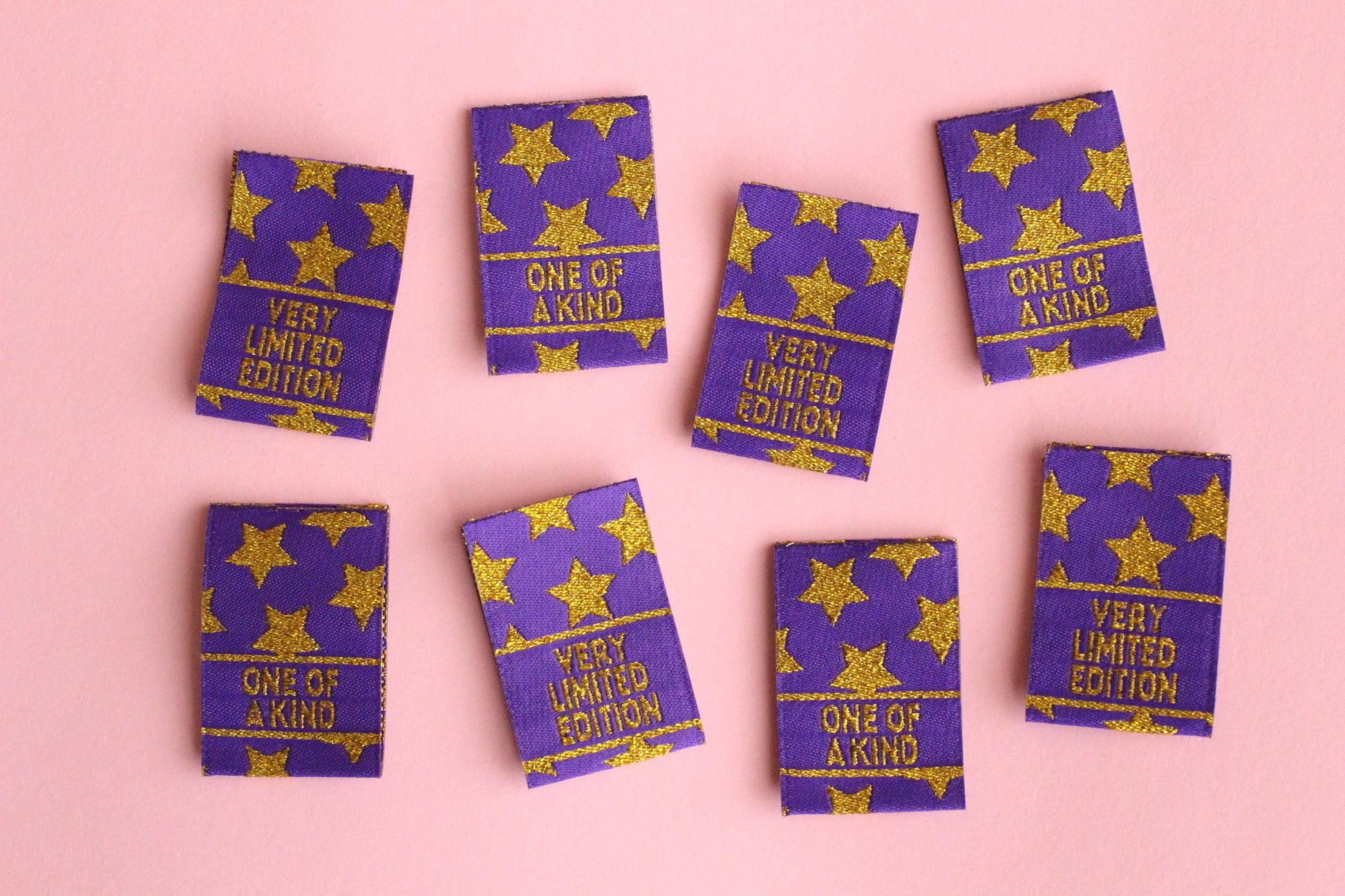 Purple & Gold Star Woven Sewing Labels:  "Very Limited Edition" Clothing Tags (Pack of 6) Labels for handmade projects, gifts, quilting tags - The Cosy Club Handmade