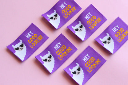 HEY GOOD LOOKIN! | LLama / Alpaca Flat Woven Sewing Labels (5 Pack) - The Cosy Club Handmade