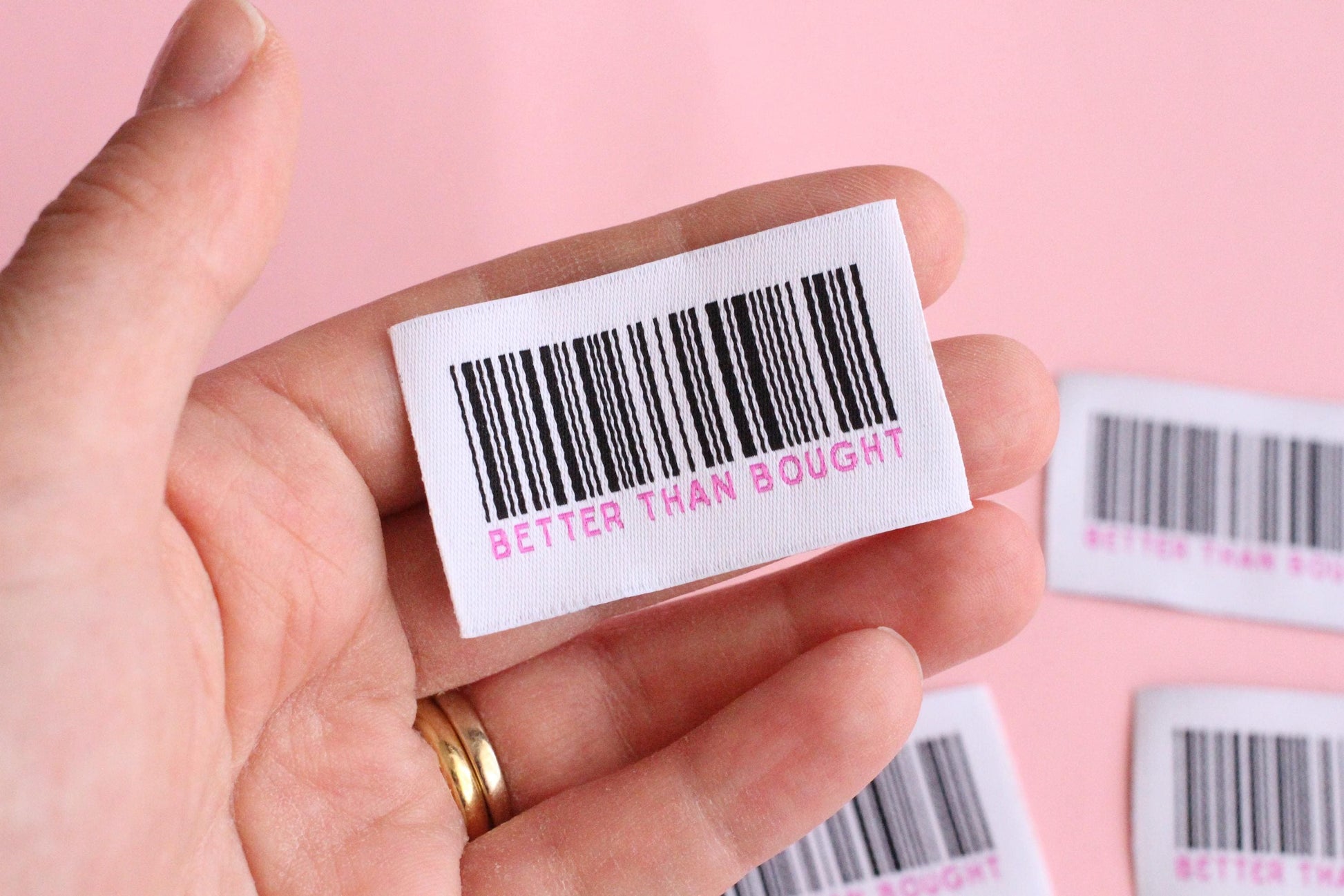 Woven Clothing Labels - "Better Than Bought" Barcode Design Woven Sewing Labels - Pack of 5 Fun Tags for Handmade Projects and Gifts, Crafts - The Cosy Club Handmade