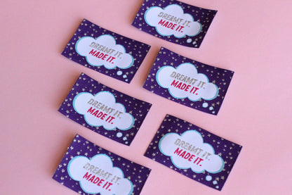 DREAMT IT MADE IT | Flat Woven Sewing Labels (5 Pack) - The Cosy Club Handmade