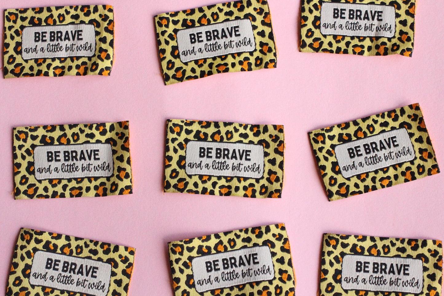 Animal Print Woven Sewing Labels – Pack of 5 “Be Brave & A Little Bit Wild” Tags, Handmade Clothing Labels for Quilting and Crochet - The Cosy Club Handmade