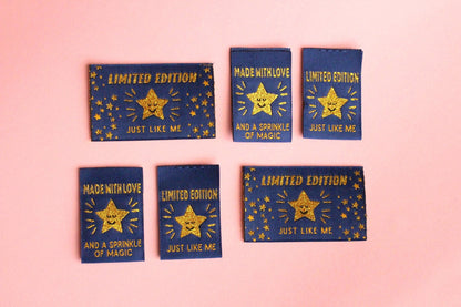 STARRY NIGHT MIXED PACK | Pack of 6 Starry Woven Sewing Labels - The Cosy Club Handmade