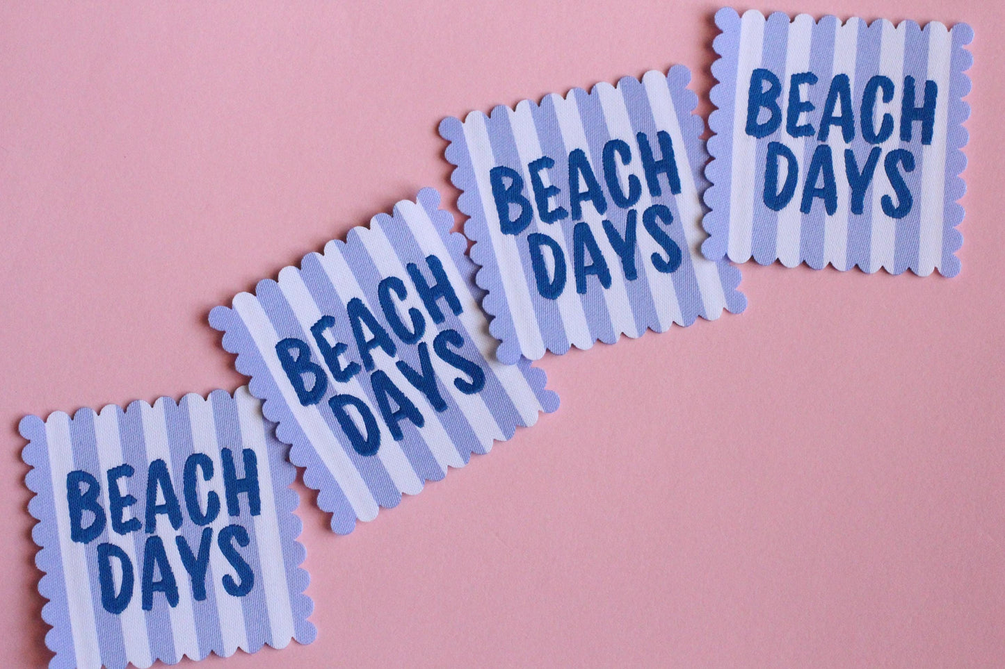 SCALLOP EDGE PACK | Scallop Edge Woven Sewing Labels: Beach Days & Ciao Bella - Pack of 4 clothes tags for Handmade projects, Interfaced - The Cosy Club Handmade