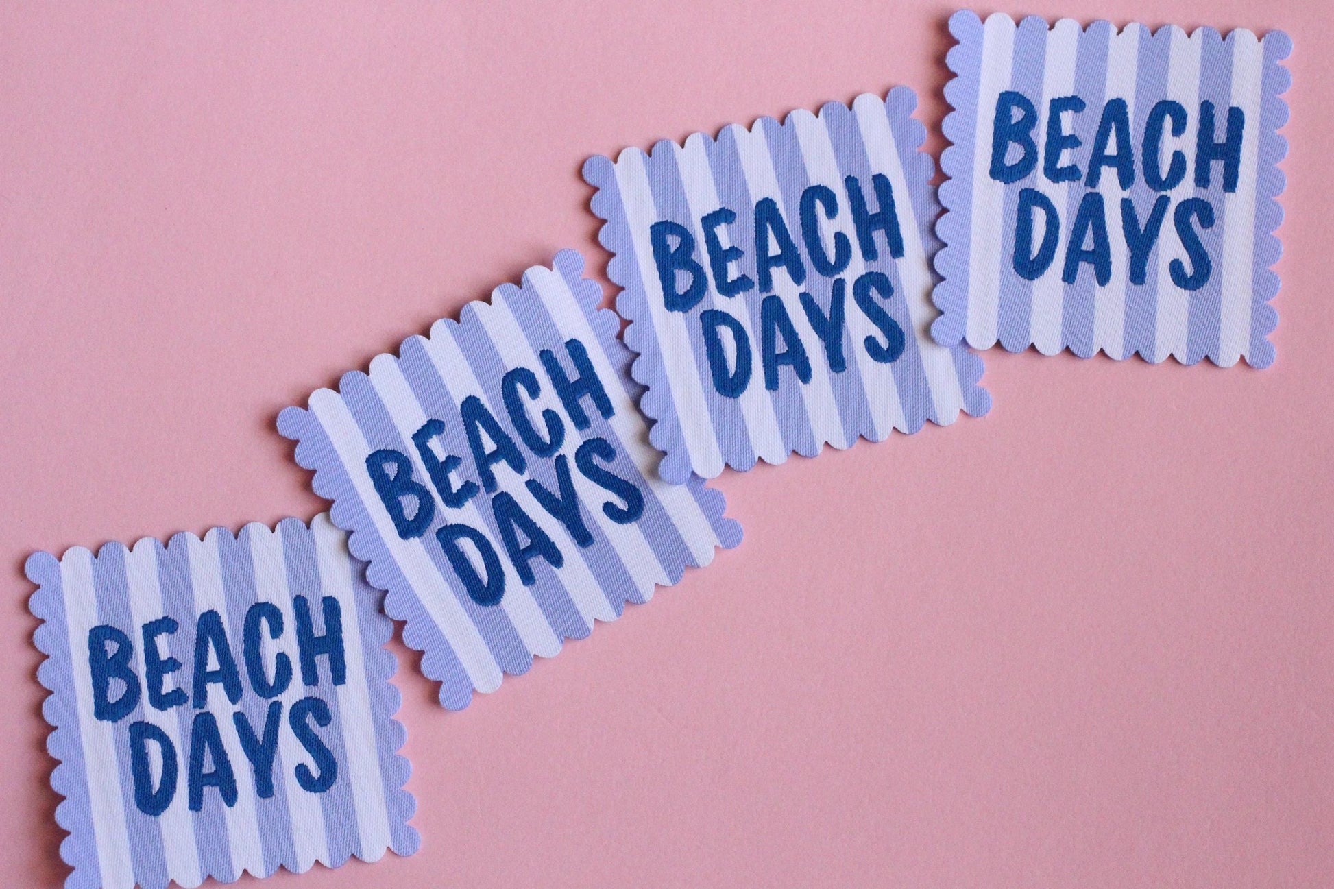 SCALLOP EDGE PACK | Scallop Edge Woven Sewing Labels: Beach Days & Ciao Bella - Pack of 4 clothes tags for Handmade projects, Interfaced - The Cosy Club Handmade