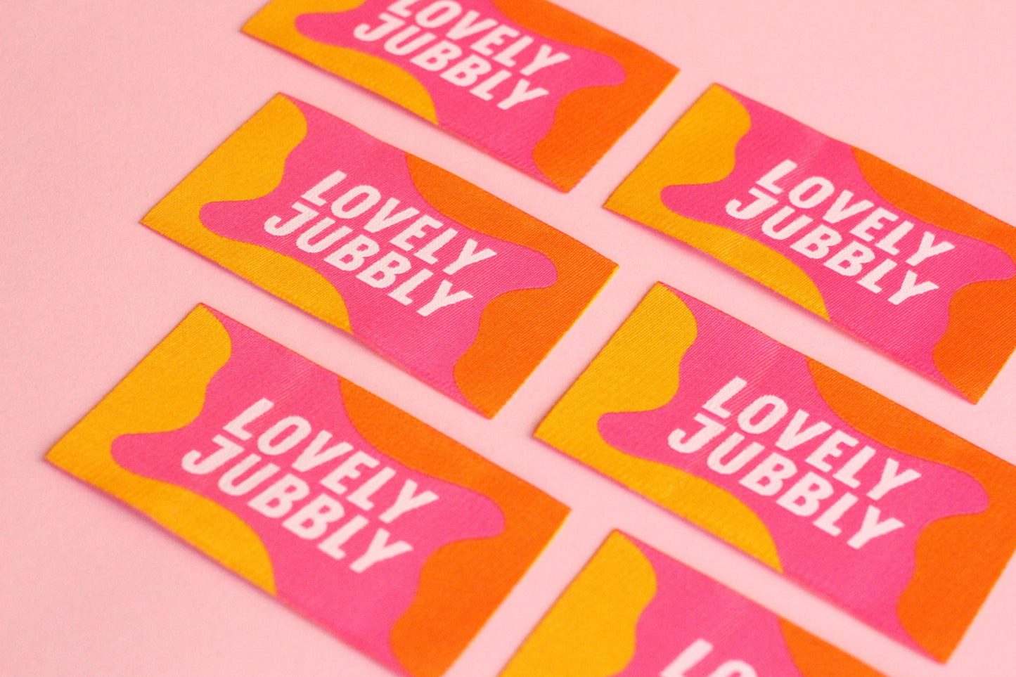 Colorful Woven Sewing Labels – Pack of 5 “Lovely Jubbly” Tags, Fun Clothing Labels for Handmade Clothes, Quilting & Sewing Projects - The Cosy Club Handmade