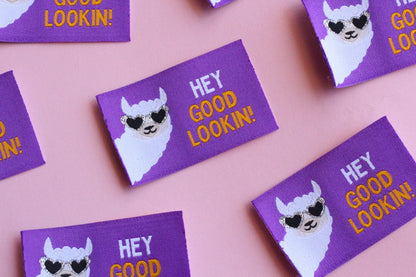 HEY GOOD LOOKIN! | LLama / Alpaca Flat Woven Sewing Labels (5 Pack) - The Cosy Club Handmade