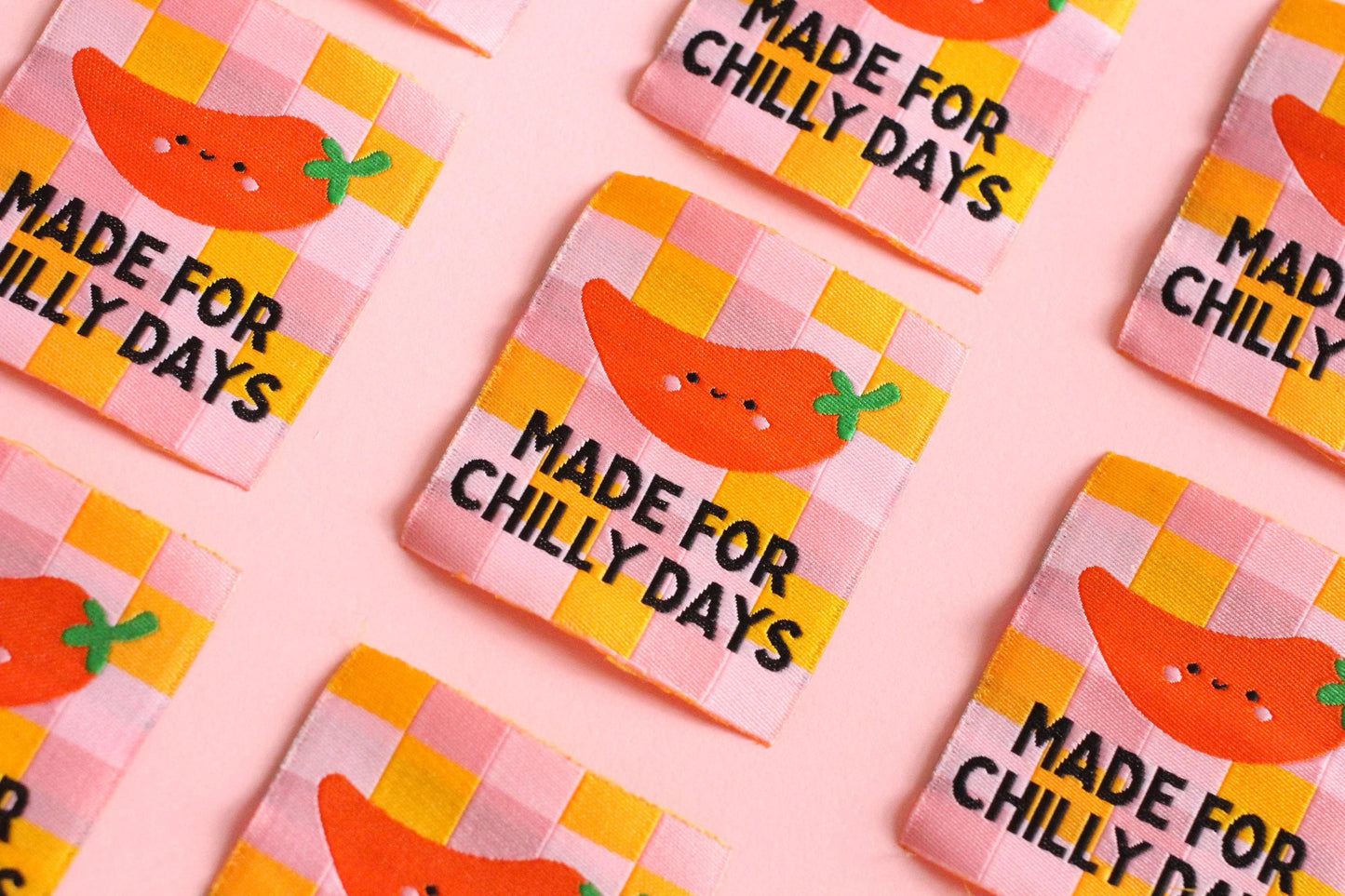 Fun Woven Clothing Labels – Pack of 5 “Made for Chilly Days” Tags, Super Soft Sewing Labels for Handmade Items, Projects, Gift Labels - The Cosy Club Handmade