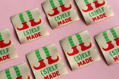 (S)ELF MADE | Christmas Flat Woven Sewing Labels (5 Pack) - The Cosy Club Handmade
