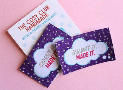 DREAMT IT MADE IT | Flat Woven Sewing Labels (5 Pack) - The Cosy Club Handmade