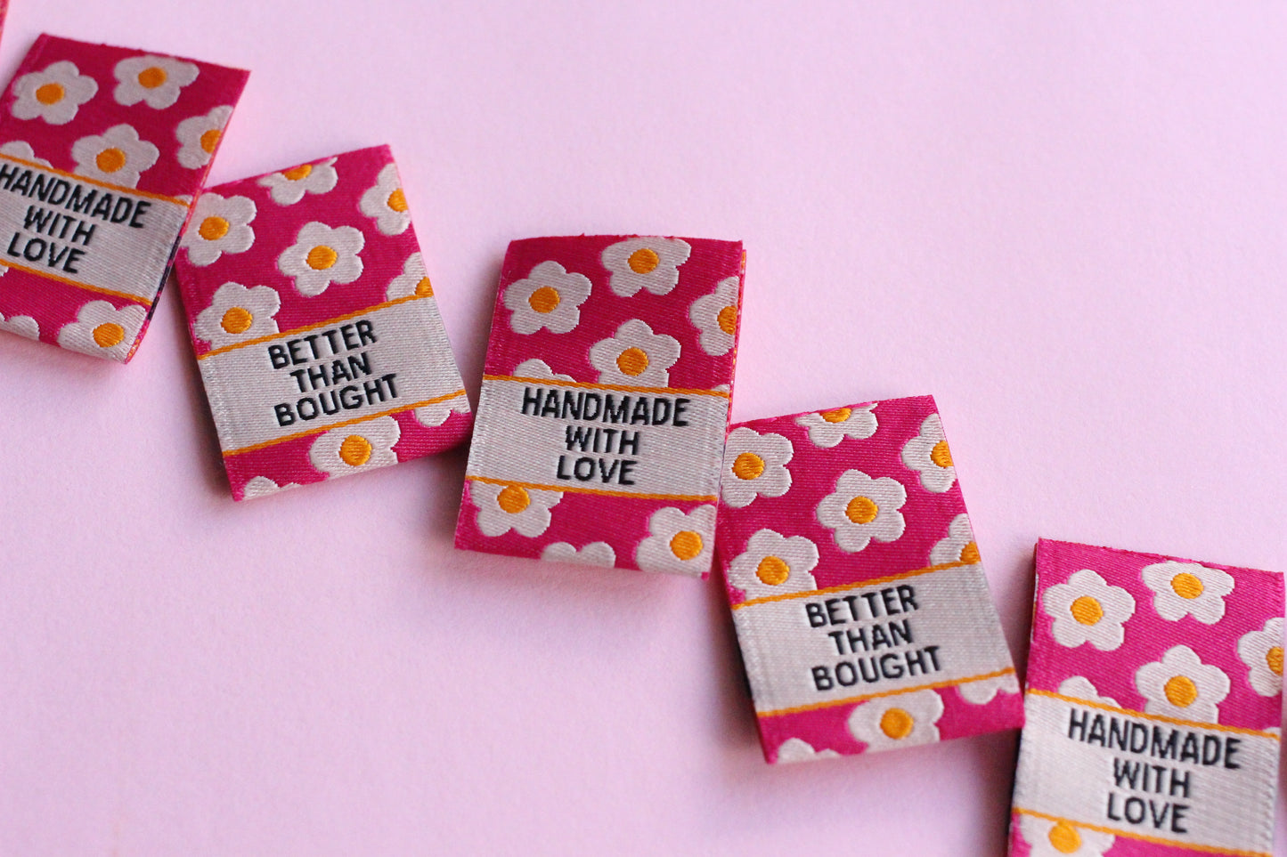 Flower Power Mixed Pack - 6 Double Sided Woven Labels - The Cosy Club Handmade
