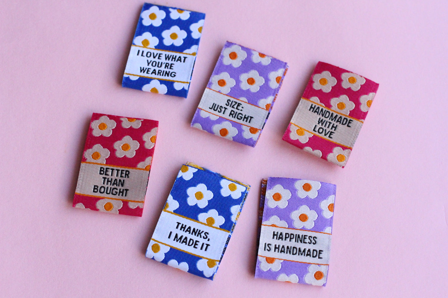 I Love What You're Wearing - 6 Double Sided Woven Sewing Labels - The Cosy Club Handmade