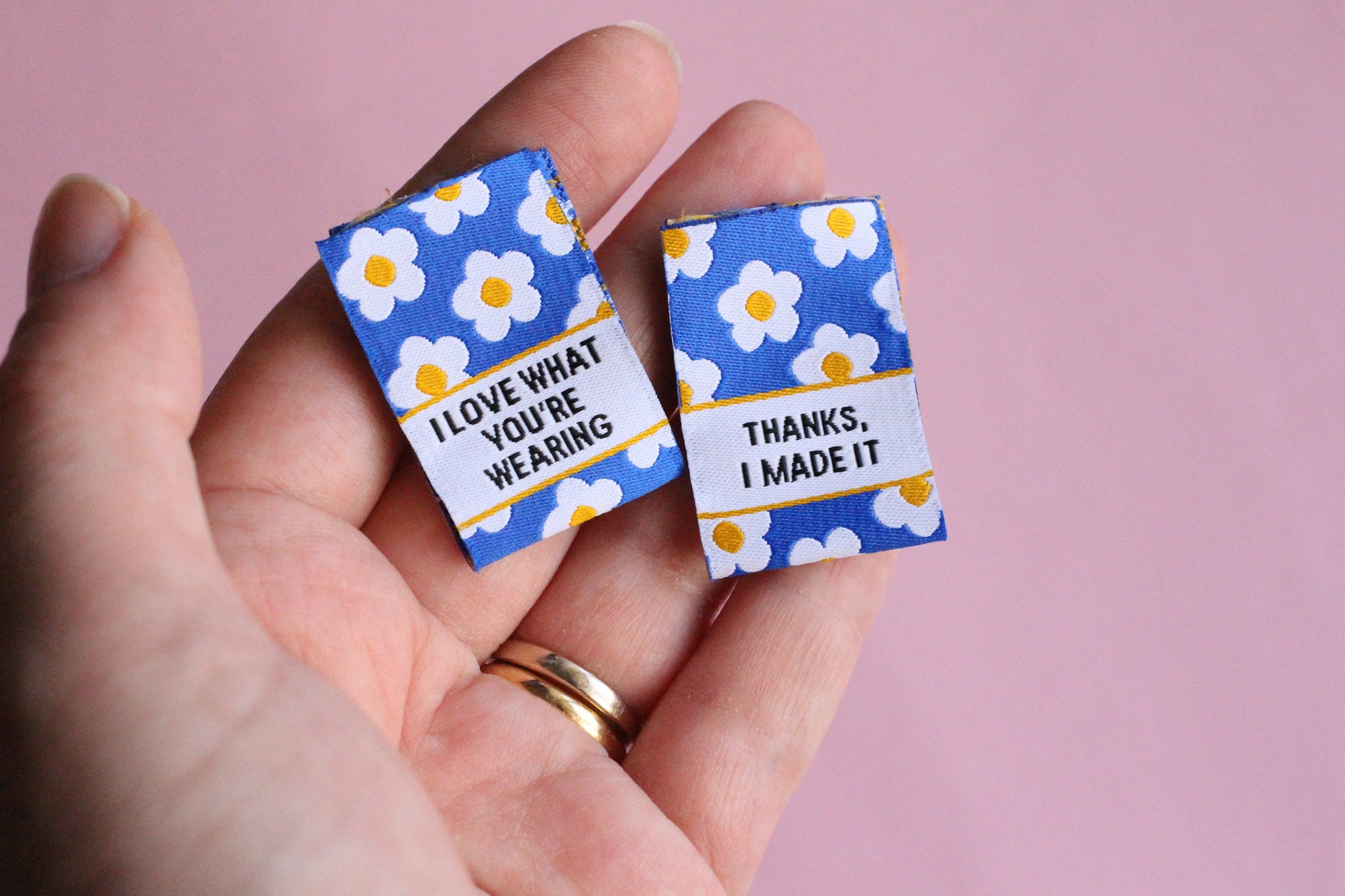 Flower Power Mixed Pack - 6 Double Sided Woven Labels - The Cosy Club Handmade