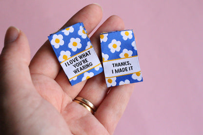 Flower Power Mixed Pack - 6 Double Sided Woven Labels - The Cosy Club Handmade