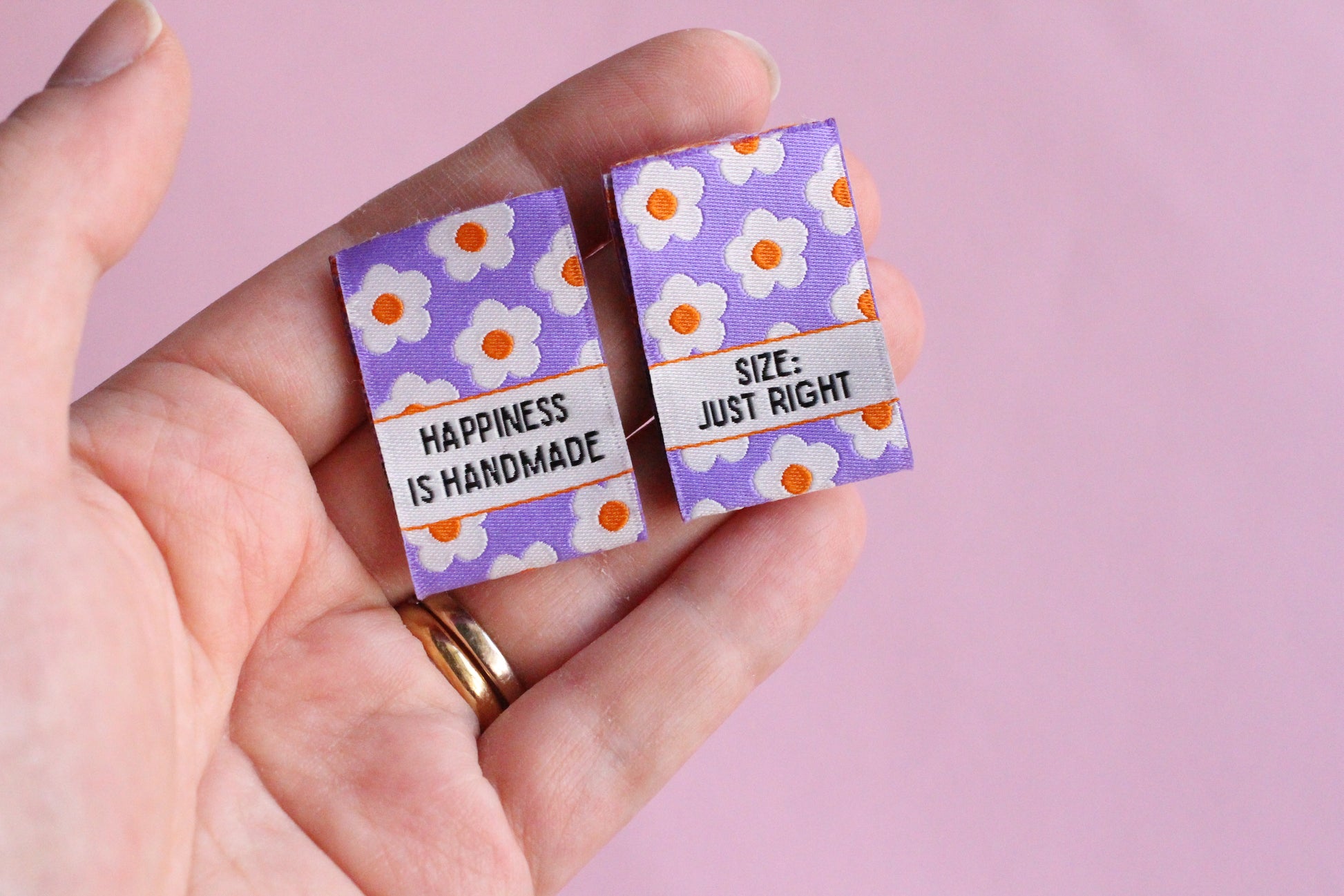 Flower Power Mixed Pack - 6 Double Sided Woven Labels - The Cosy Club Handmade
