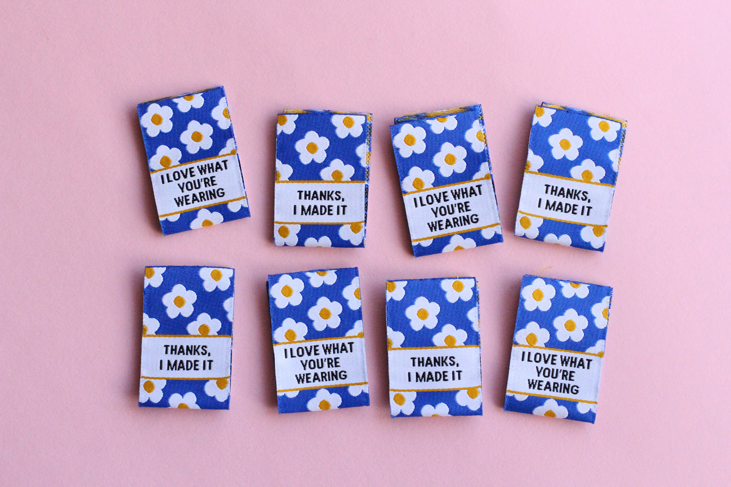 I Love What You're Wearing - 6 Double Sided Woven Sewing Labels - The Cosy Club Handmade