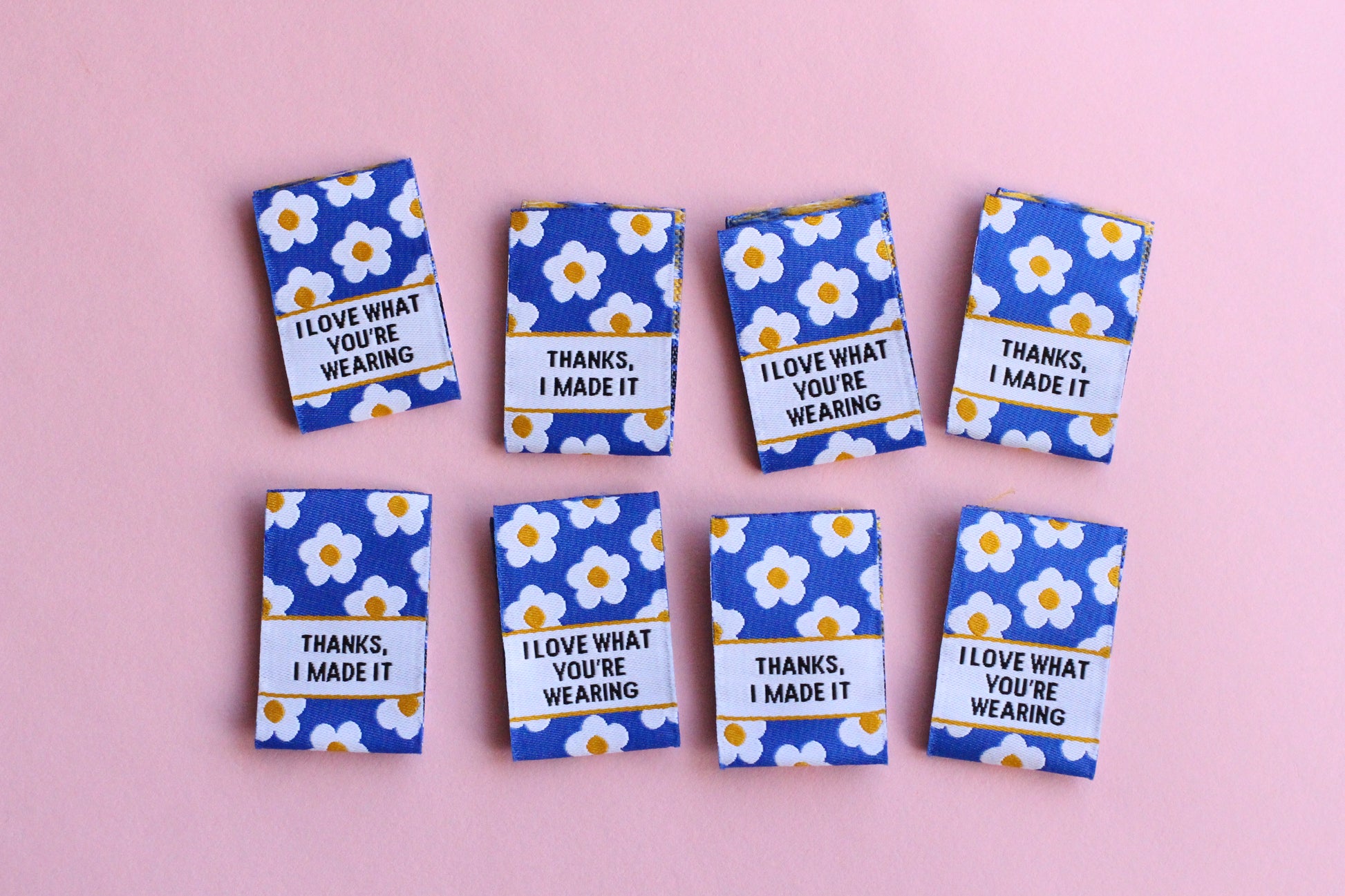 I Love What You're Wearing - 6 Double Sided Woven Sewing Labels - The Cosy Club Handmade