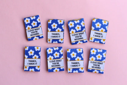 I Love What You're Wearing - 6 Double Sided Woven Sewing Labels - The Cosy Club Handmade