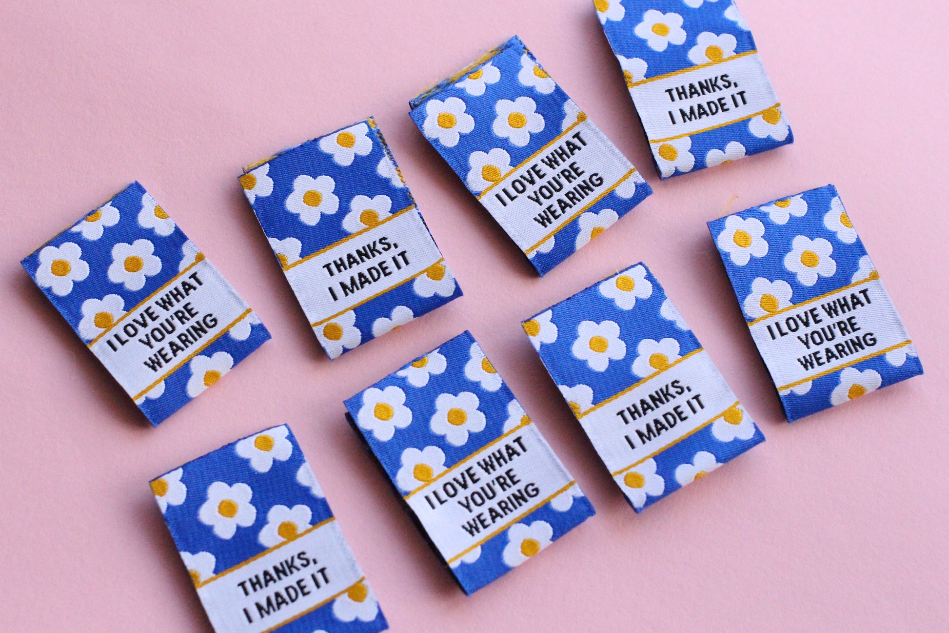 I Love What You're Wearing - 6 Double Sided Woven Sewing Labels - The Cosy Club Handmade