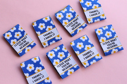 I Love What You're Wearing - 6 Double Sided Woven Sewing Labels - The Cosy Club Handmade