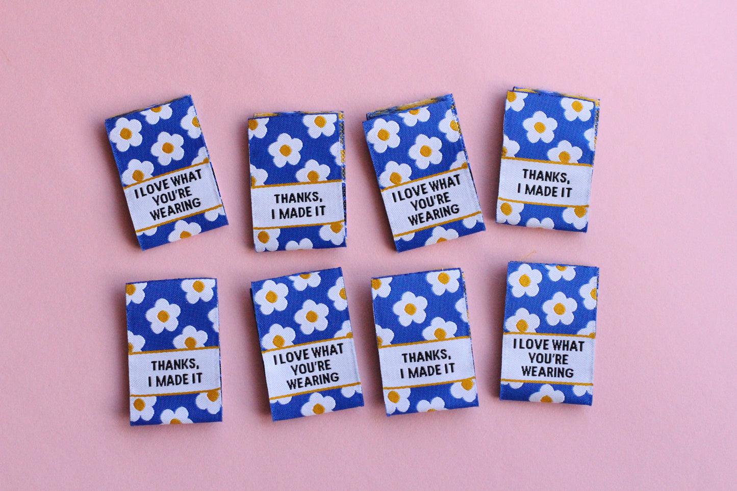 I Love What You're Wearing - 6 Double Sided Woven Sewing Labels - The Cosy Club Handmade