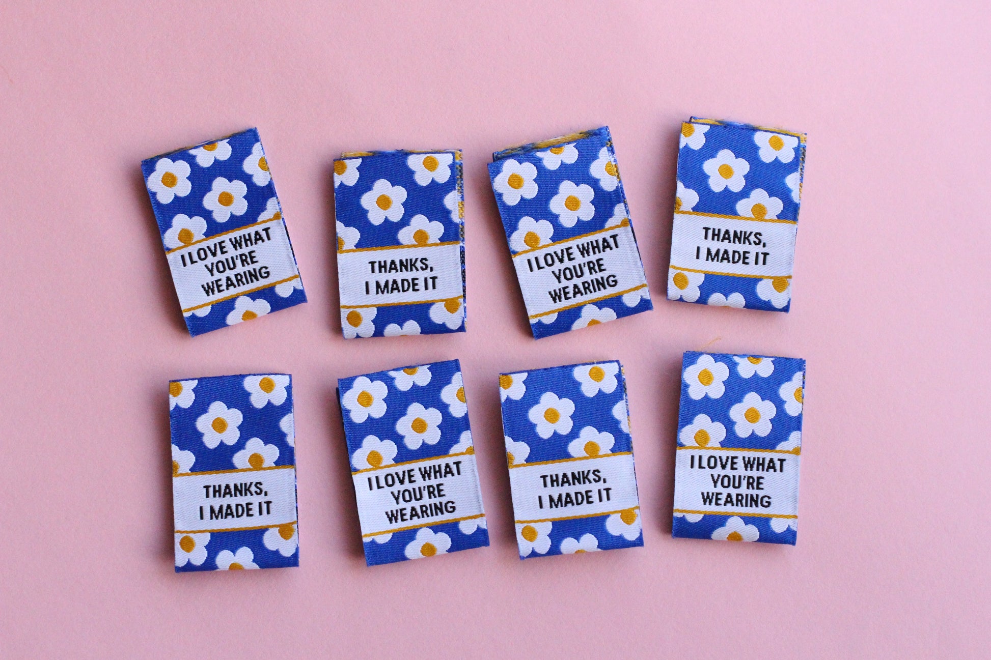 I Love What You're Wearing - 6 Double Sided Woven Sewing Labels - The Cosy Club Handmade