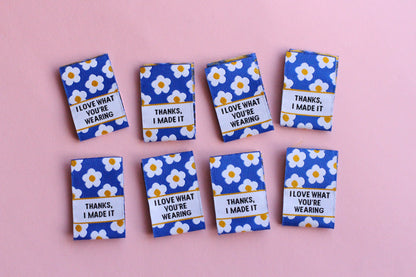 I Love What You're Wearing - 6 Double Sided Woven Sewing Labels - The Cosy Club Handmade