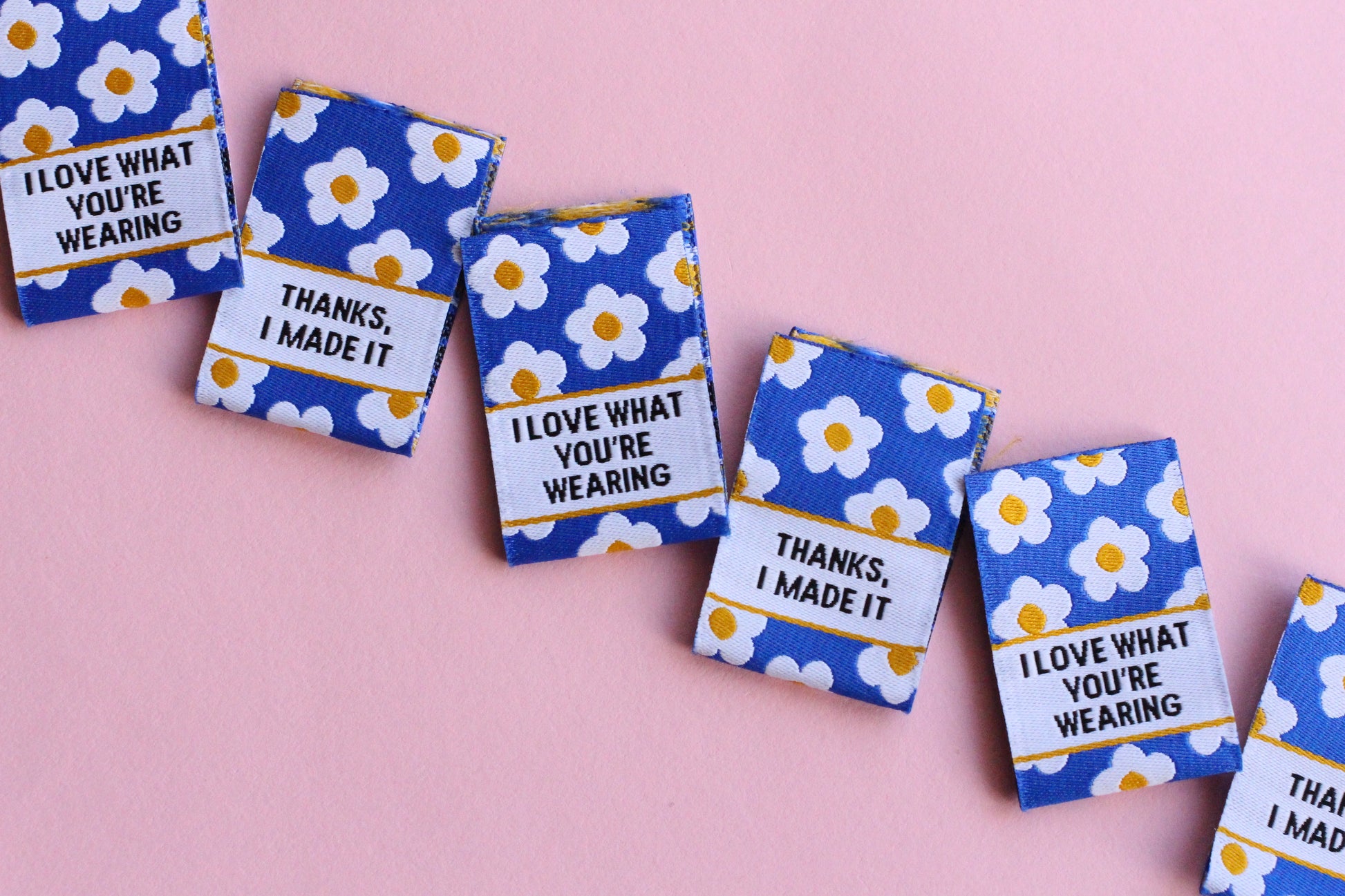 Flower Power Mixed Pack - 6 Double Sided Woven Labels - The Cosy Club Handmade