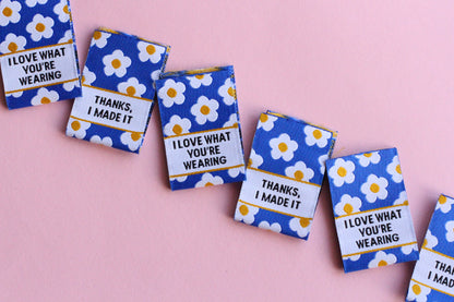 Flower Power Mixed Pack - 6 Double Sided Woven Labels - The Cosy Club Handmade