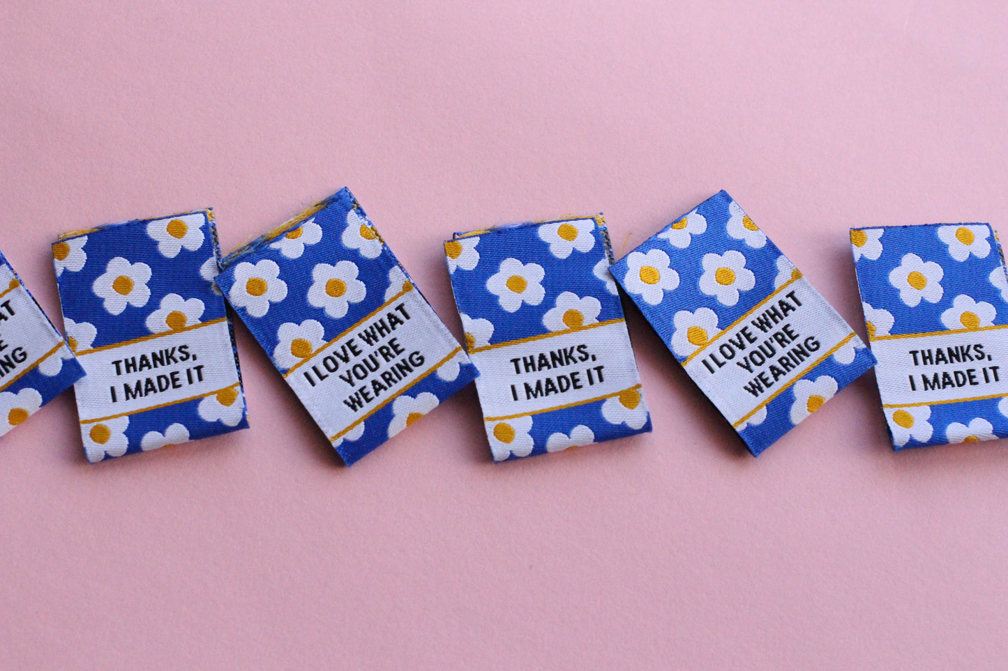 I Love What You're Wearing - 6 Double Sided Woven Sewing Labels - The Cosy Club Handmade