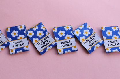 I Love What You're Wearing - 6 Double Sided Woven Sewing Labels - The Cosy Club Handmade