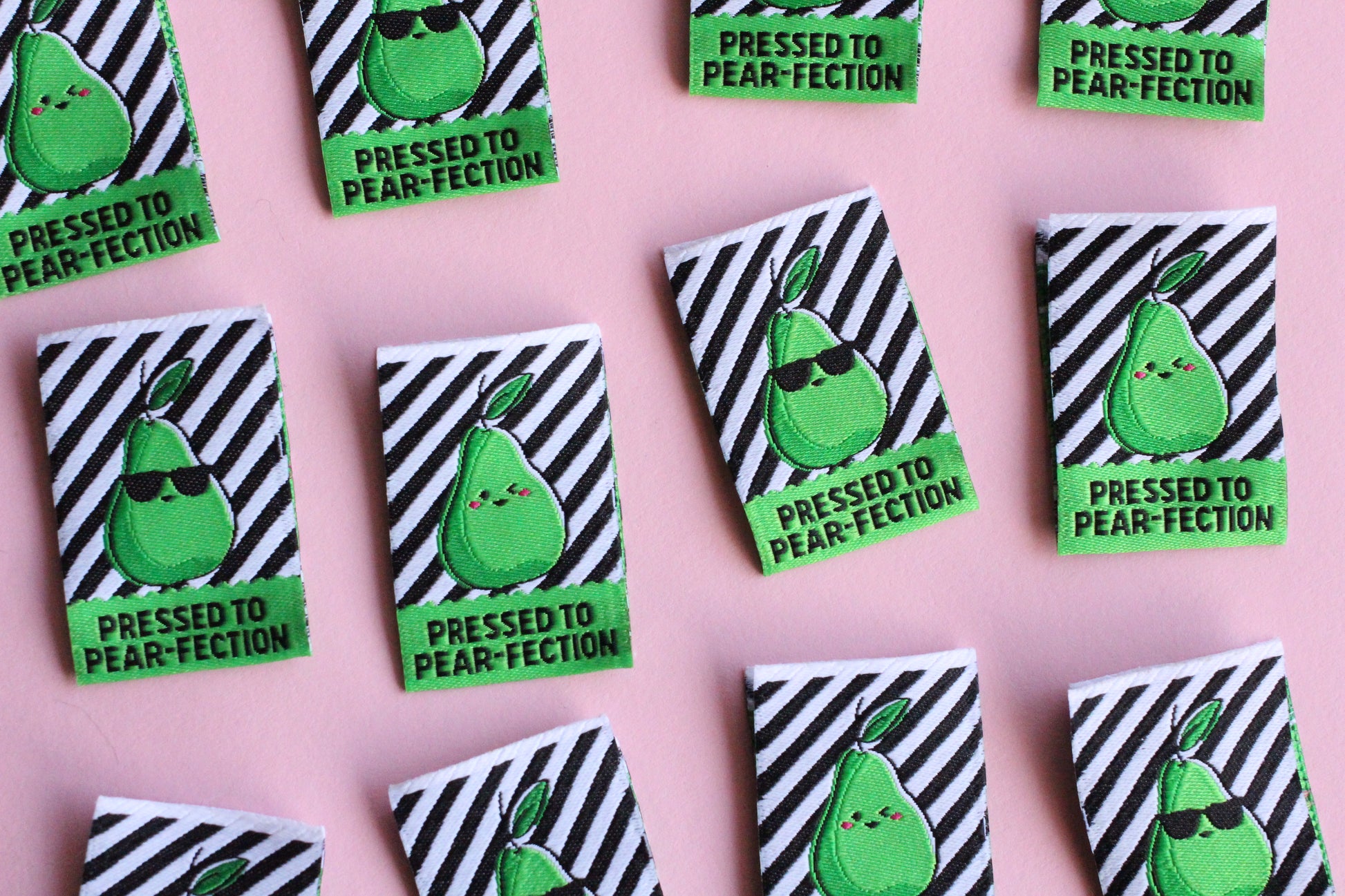 Pressed to Pear-fection - 6 Double Sided Sewing Labels - The Cosy Club Handmade
