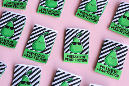 Pressed to Pear-fection - 6 Double Sided Sewing Labels - The Cosy Club Handmade
