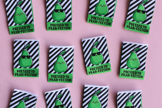 Pressed to Pear-fection - 6 Double Sided Sewing Labels - The Cosy Club Handmade