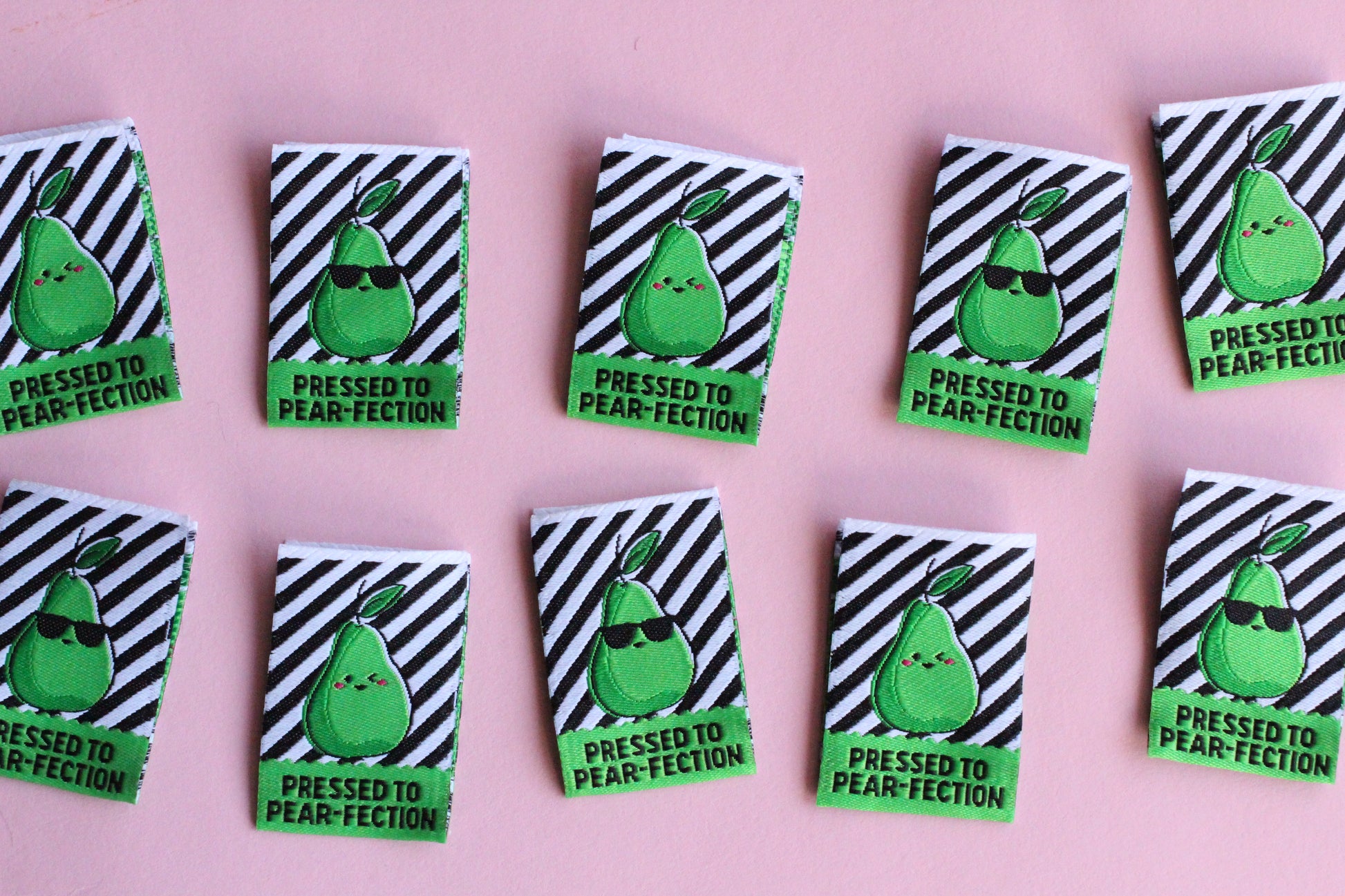 Pressed to Pear-fection - 6 Double Sided Sewing Labels - The Cosy Club Handmade