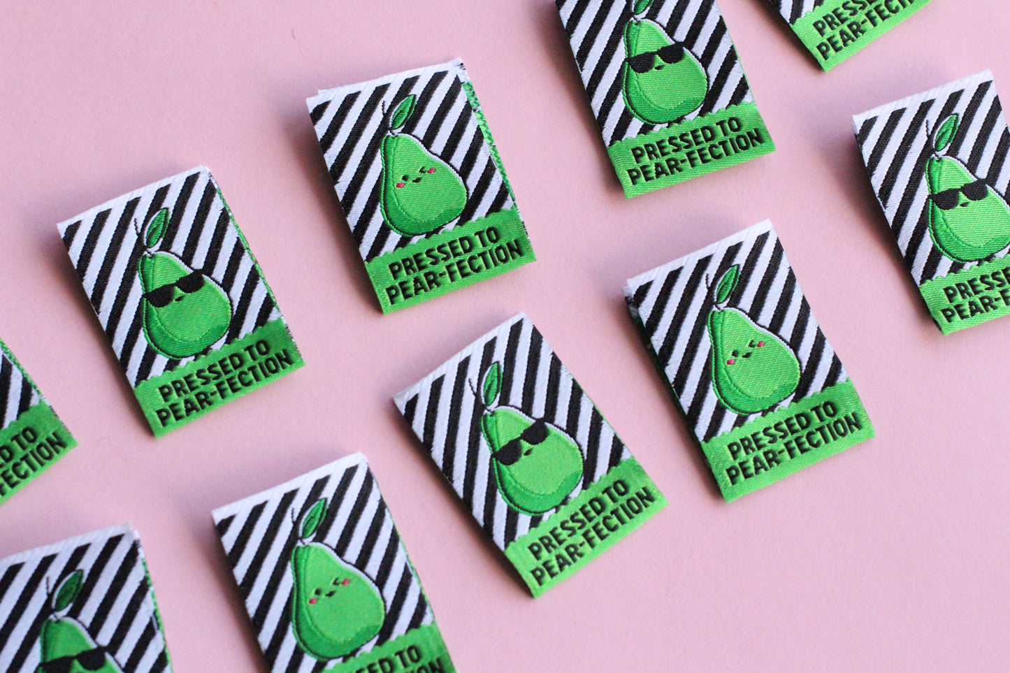 Pressed to Pear-fection - 6 Double Sided Sewing Labels - The Cosy Club Handmade