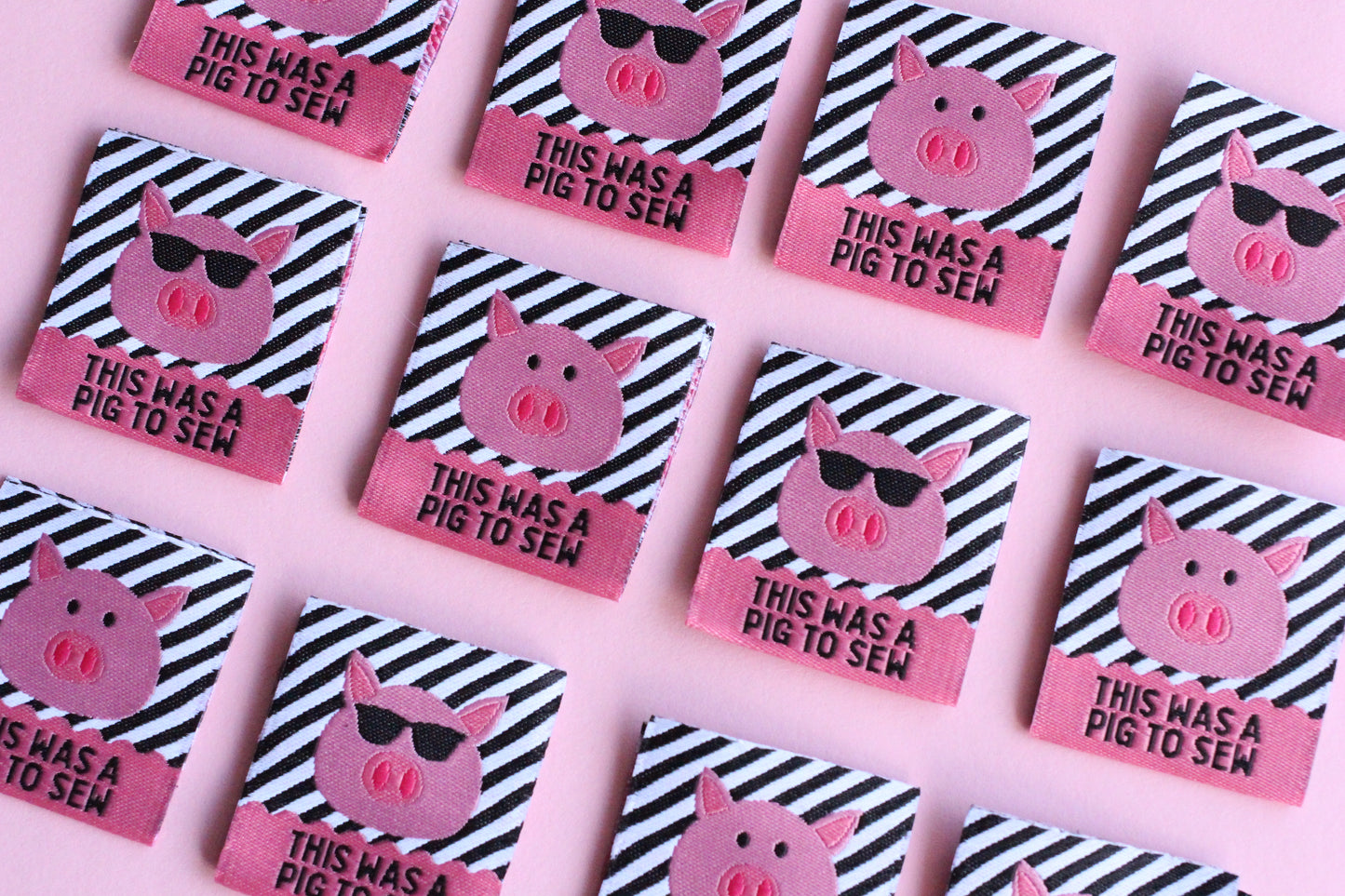 This Was A Pig To Sew - 6 Double Sided Labels - The Cosy Club Handmade