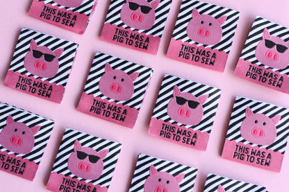 This Was A Pig To Sew - 6 Double Sided Labels - The Cosy Club Handmade