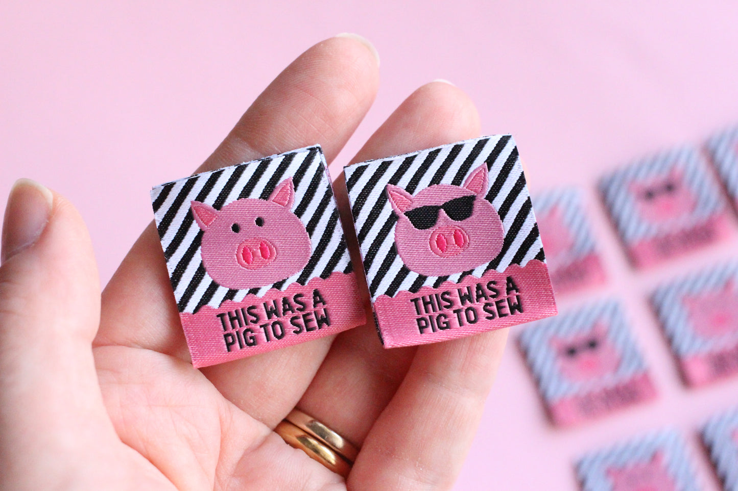 This Was A Pig To Sew - 6 Double Sided Labels - The Cosy Club Handmade