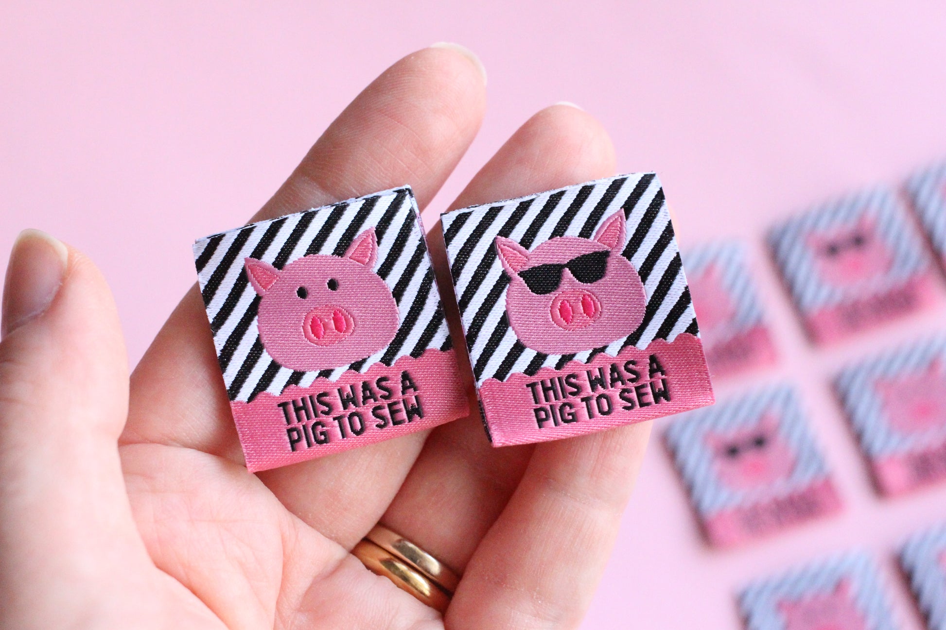This Was A Pig To Sew - 6 Double Sided Labels - The Cosy Club Handmade