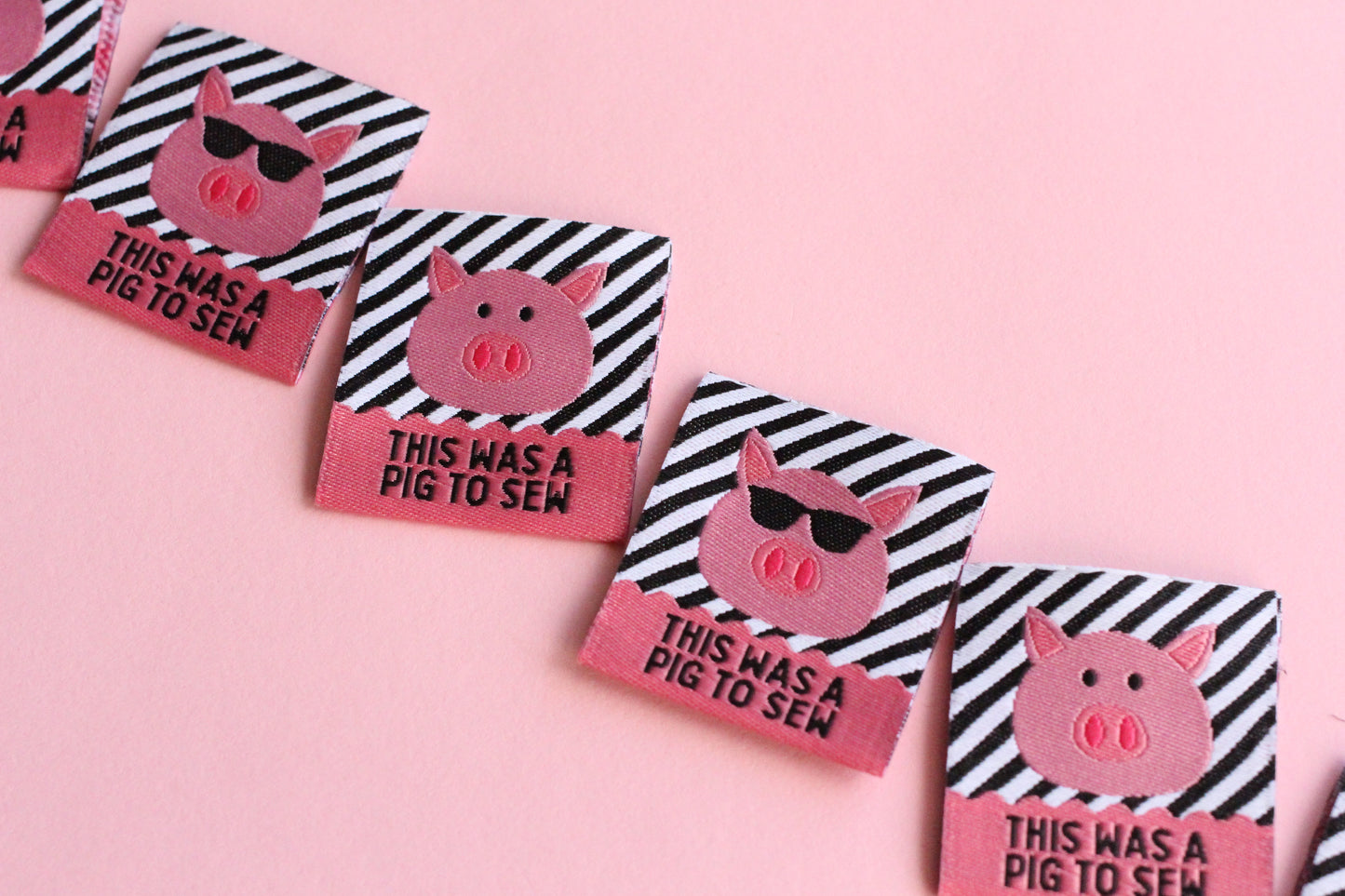 This Was A Pig To Sew - 6 Double Sided Labels - The Cosy Club Handmade