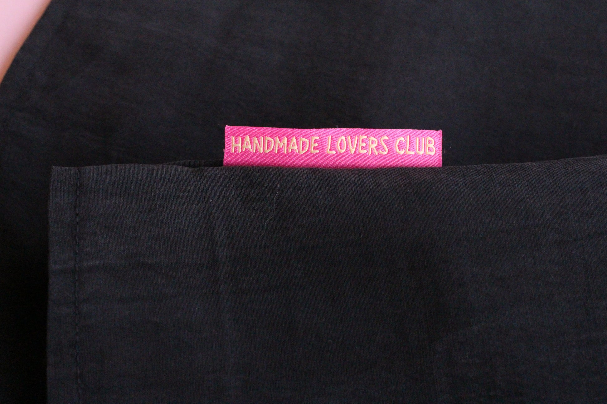 Handmade Lovers Club sewing labels with 6 side seam labels from The Cosy Club Handmade, featuring elegant handwritten text design.