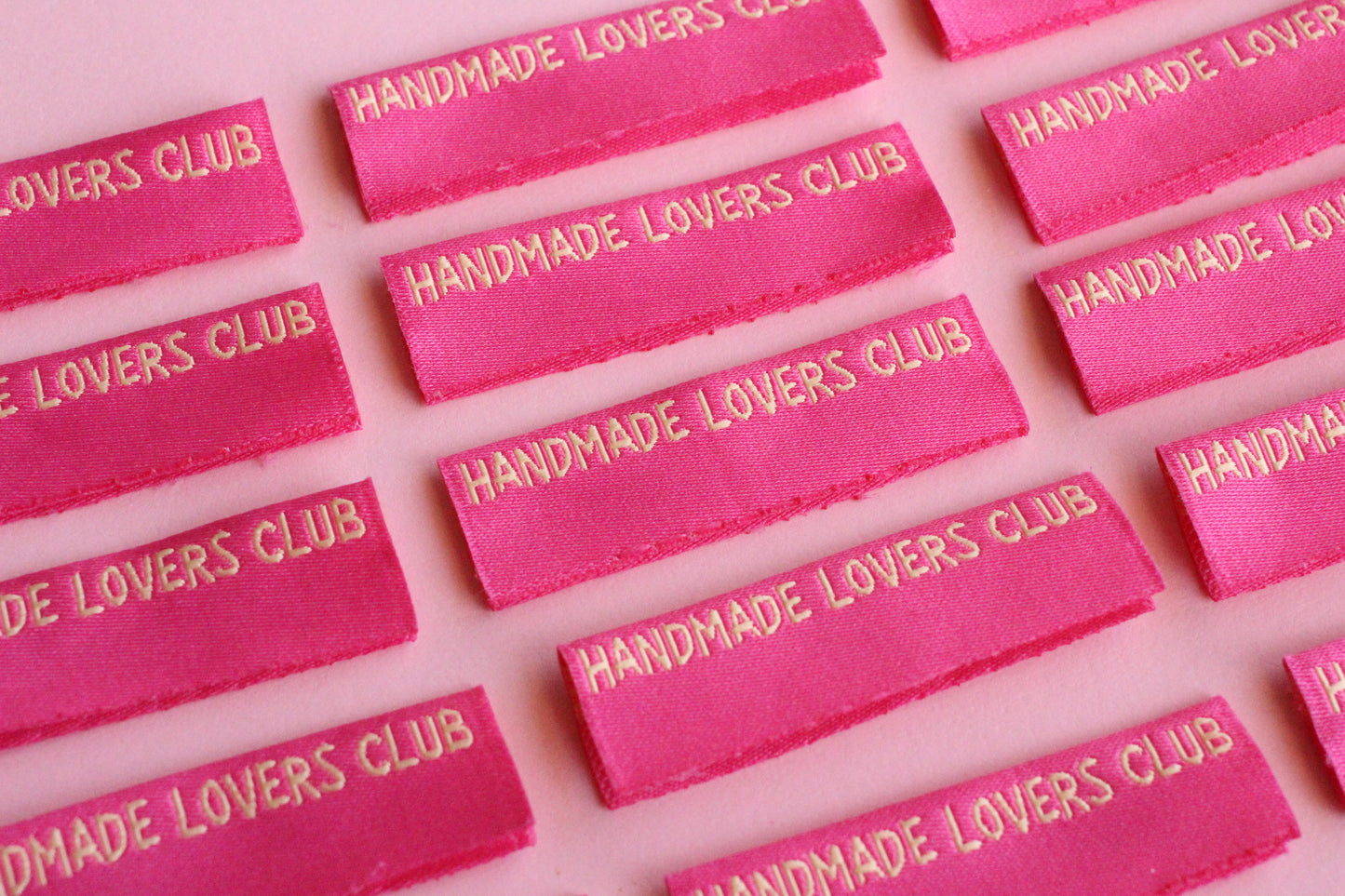 Handmade Lovers Club sewing labels by The Cosy Club Handmade, six side seam labels for clothing or craft projects.