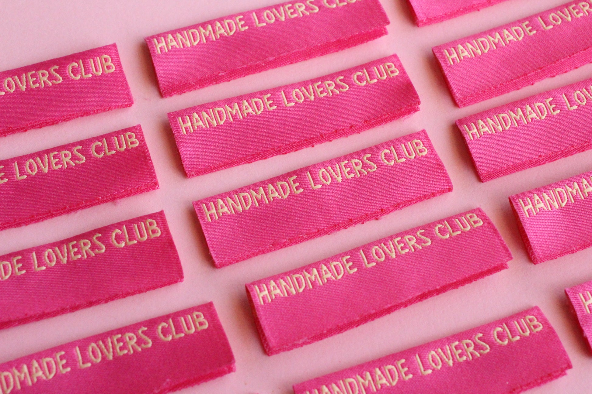 Handmade Lovers Club sewing labels by The Cosy Club Handmade, six side seam labels for clothing or craft projects.