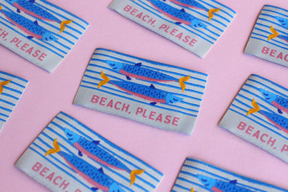 Beach Please - 5 Sardine Fish Sewing Labels