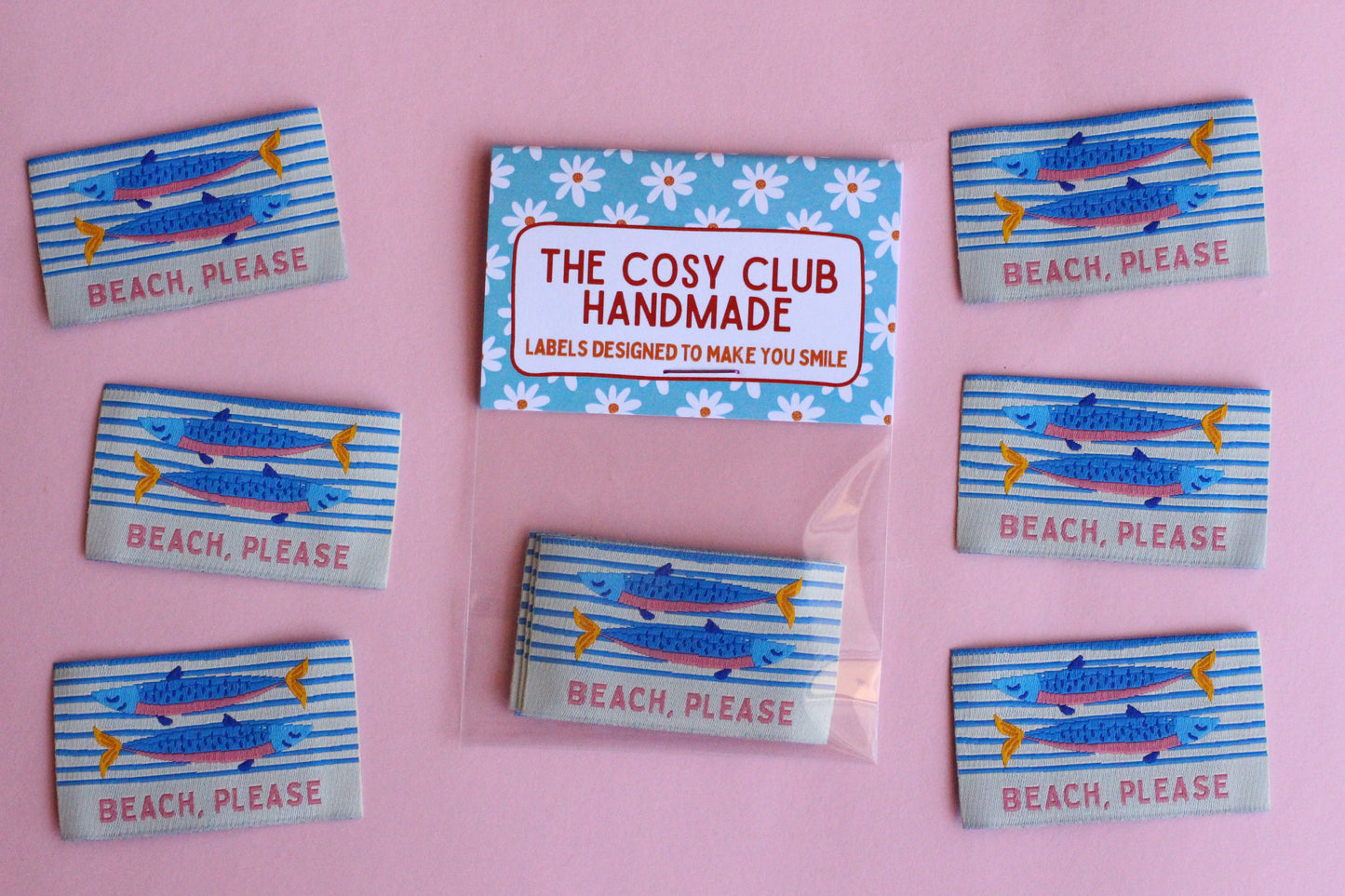 Beach Please - 5 Sardine Fish Sewing Labels
