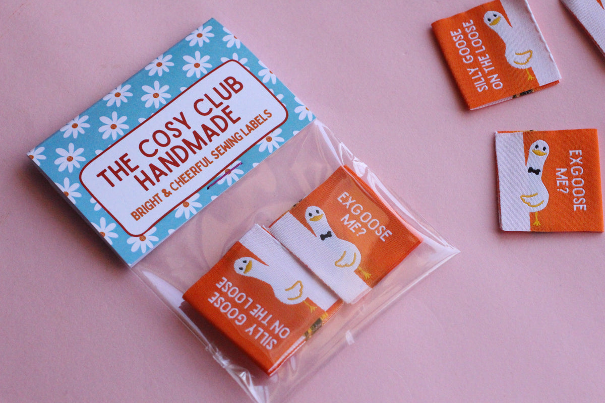 Silly Goose Sewing Labels - 6 Double Sided Sewing Labels - The Cosy Club Handmade
