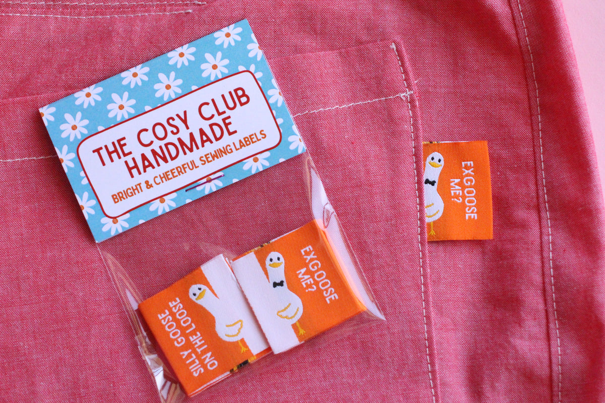 Silly Goose Sewing Labels - 6 Double Sided Sewing Labels - The Cosy Club Handmade