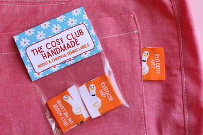 Silly Goose Sewing Labels - 6 Double Sided Sewing Labels - The Cosy Club Handmade