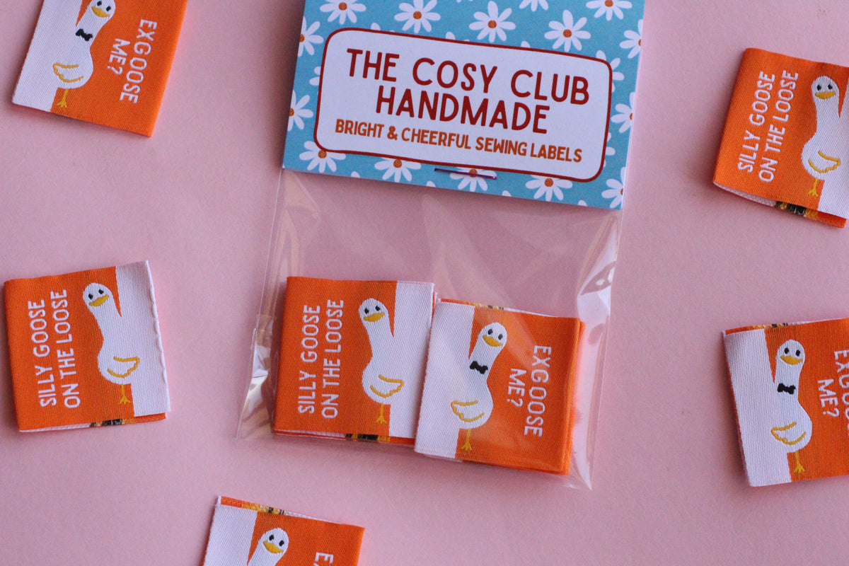 Silly Goose Sewing Labels - 6 Double Sided Sewing Labels - The Cosy Club Handmade