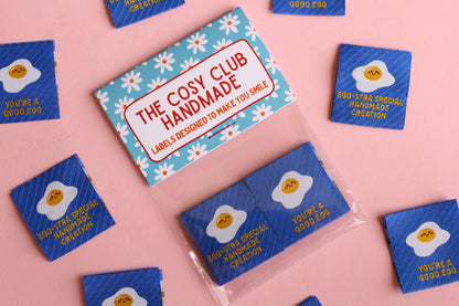 Egg-cellent Sewing Labels - 6 Double Sided Fried Egg Labels